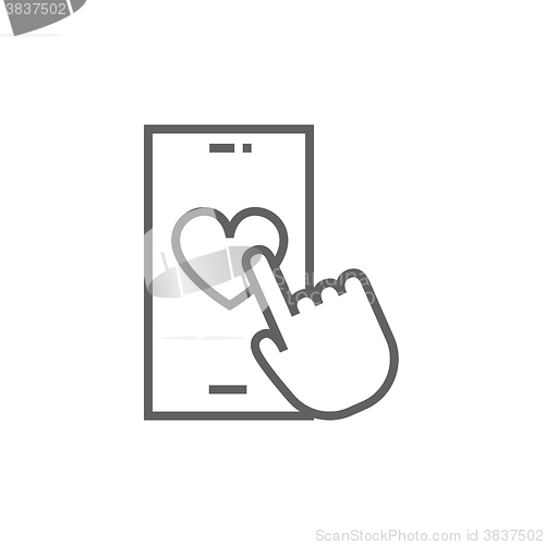Image of Smartphone with heart sign line icon.