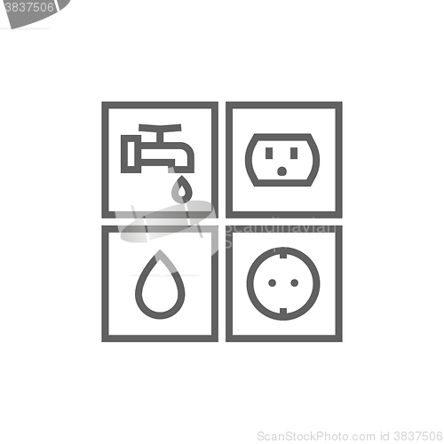 Image of Utilities signs electricity and water line icon.