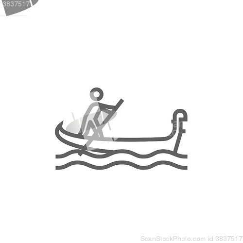 Image of Sailor rowing boat line icon.