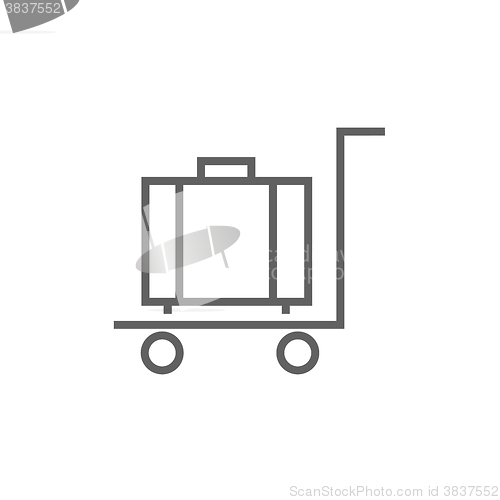 Image of Luggage on trolley line icon.