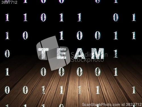 Image of Finance concept: Team in grunge dark room