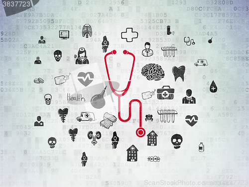 Image of Healthcare concept: Stethoscope on Digital Paper background