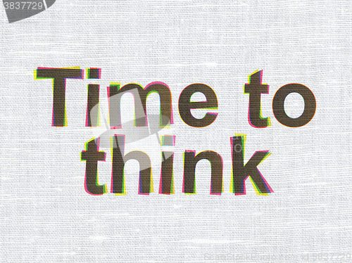 Image of Time concept: Time To Think on fabric texture background