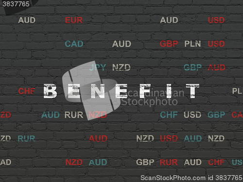 Image of Finance concept: Benefit on wall background