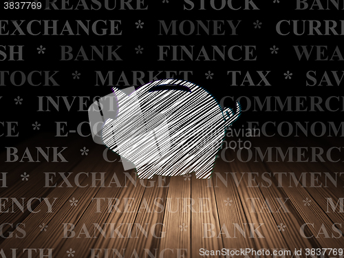 Image of Currency concept: Money Box in grunge dark room