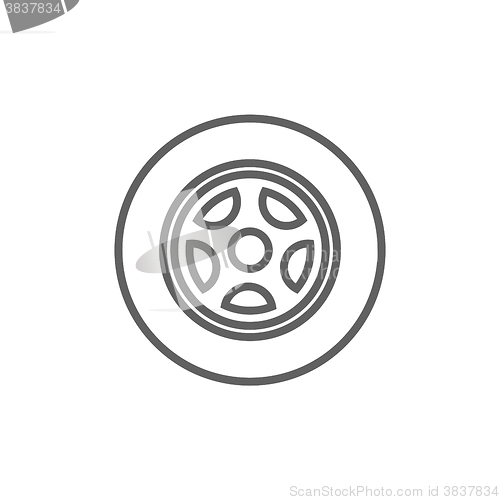 Image of Car wheel line icon.