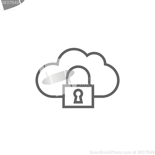 Image of Cloud computing security line icon.