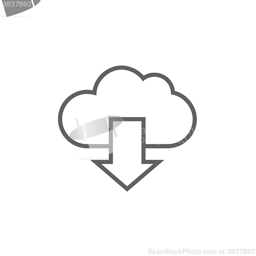 Image of Cloud with arrow down line icon.