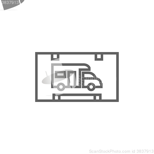 Image of RV camping sign line icon.