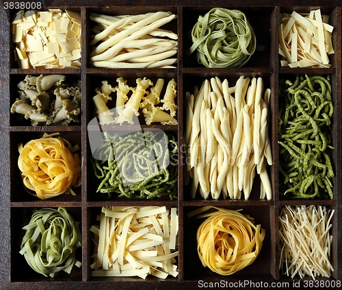 Image of Various types of pasta.