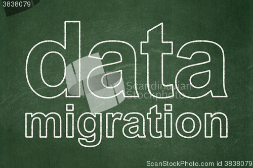 Image of Information concept: Data Migration on chalkboard background