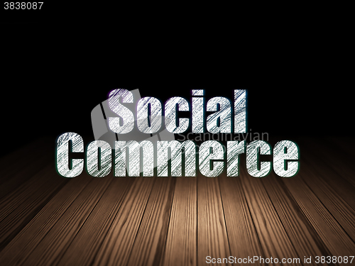 Image of Advertising concept: Social Commerce in grunge dark room