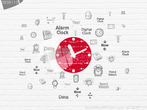 Image of Time concept: Clock on wall background