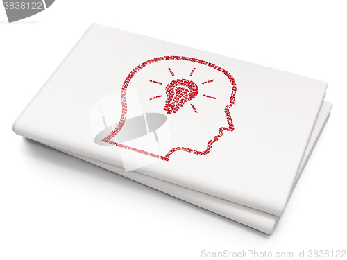 Image of Marketing concept: Head With Lightbulb on Blank Newspaper background