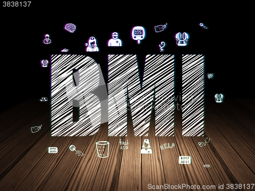 Image of Healthcare concept: BMI in grunge dark room
