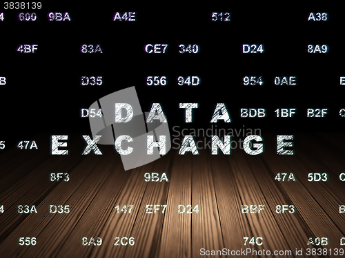 Image of Information concept: Data Exchange in grunge dark room