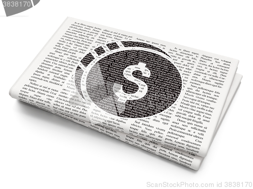 Image of Money concept: Dollar Coin on Newspaper background