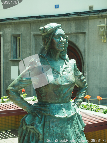 Image of statue of singer Mary Sanchez Playa Cantera Grand Canary Island 