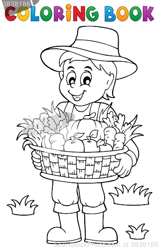 Image of Coloring book farmer with harvest 1