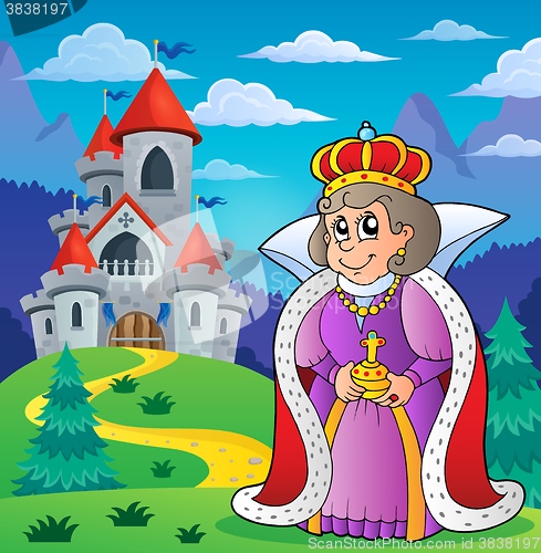 Image of Happy queen near castle theme 2