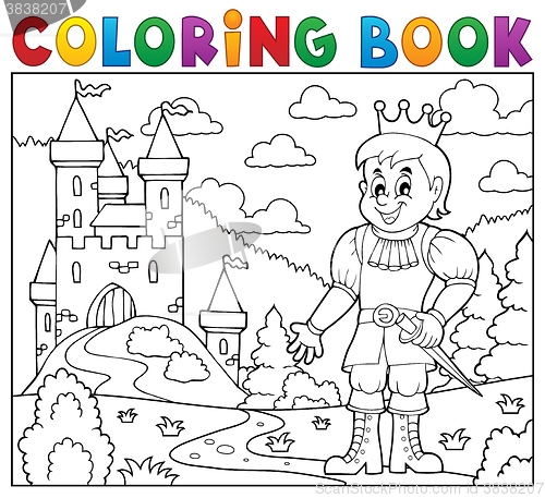 Image of Coloring book prince near castle