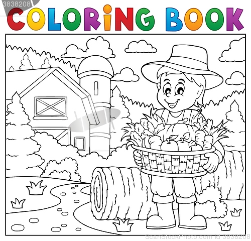 Image of Coloring book farmer with harvest 2