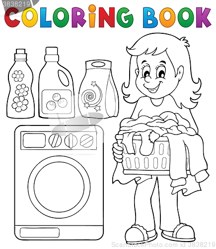 Image of Coloring book laundry theme 1