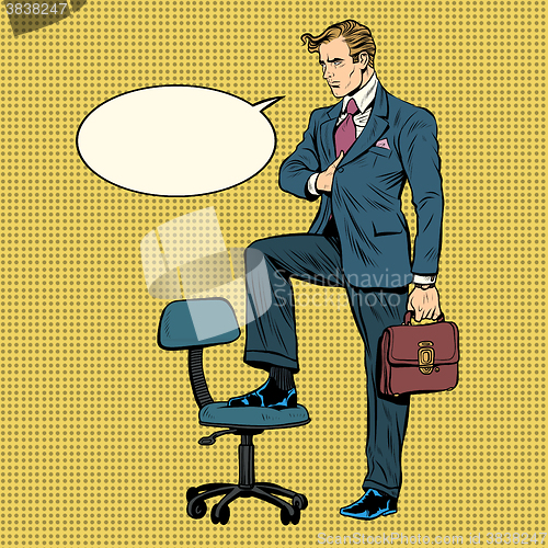 Image of businessman in the pose of Napoleon