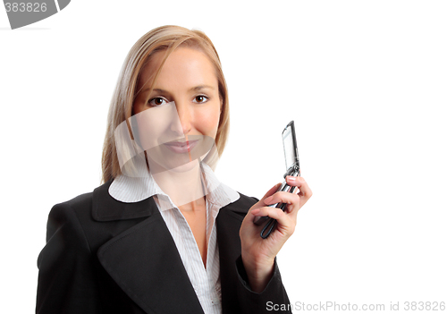 Image of Working woman with mobile phone