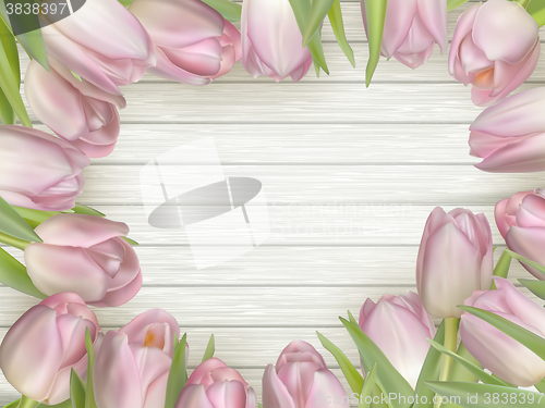 Image of Frame of pink tulips. EPS 10