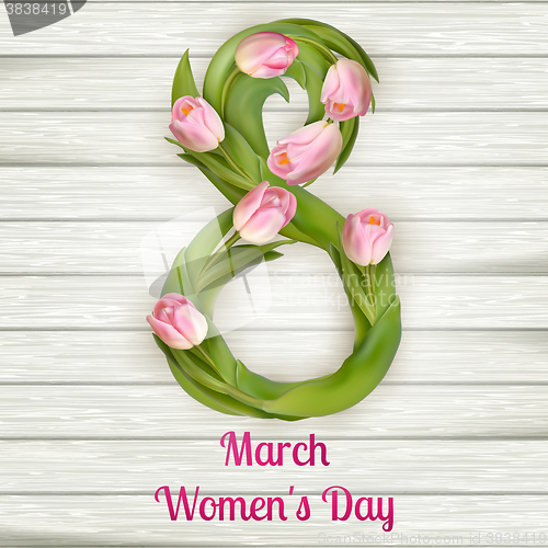 Image of Happy Women s Day with tulips. EPS 10