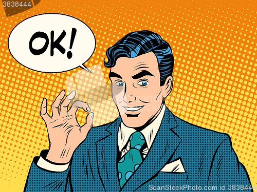 Image of successful businessman okay gesture OK
