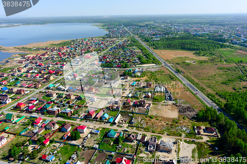 Image of Aerial view onto rural street. Borovskiy. Russia