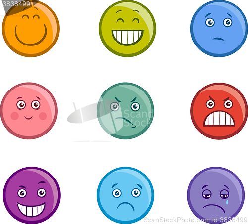 Image of cartoon emoticons faces set