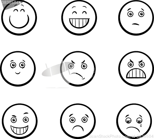 Image of cartoon emoticons set