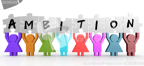 Image of Puppet hold puzzle with ambition word on it