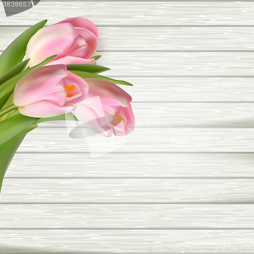 Image of Bouquet of pinkl tulips. EPS 10