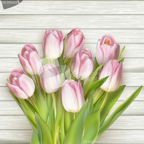 Image of Postcard with pink flowers. EPS 10