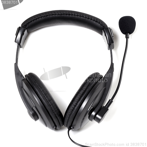 Image of Black headphones with microphone