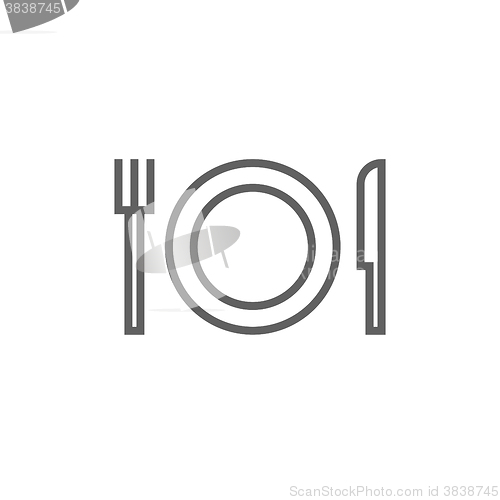 Image of Plate with cutlery line icon.