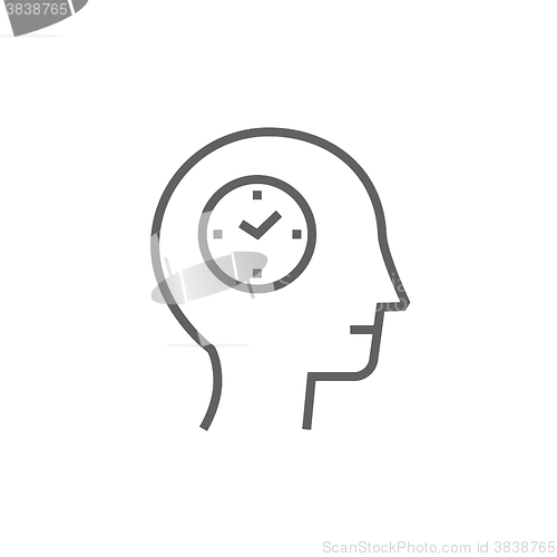 Image of Human head with clock line icon.