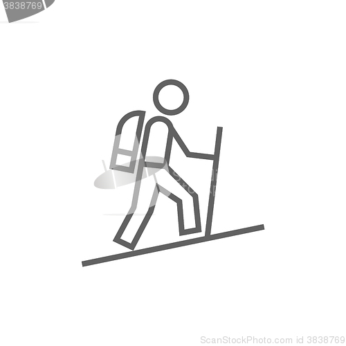 Image of Tourist backpacker line icon.