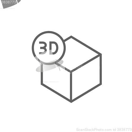 Image of Three D box line icon.