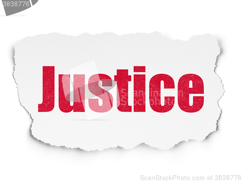 Image of Law concept: Justice on Torn Paper background