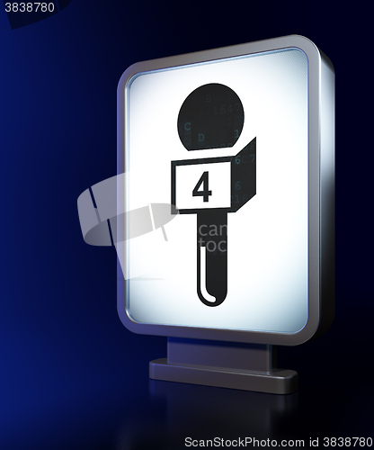 Image of News concept: Microphone on billboard background