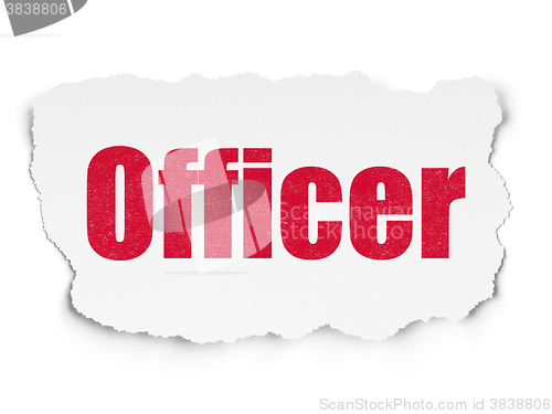 Image of Law concept: Officer on Torn Paper background