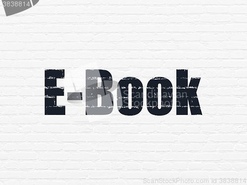 Image of Learning concept: E-Book on wall background