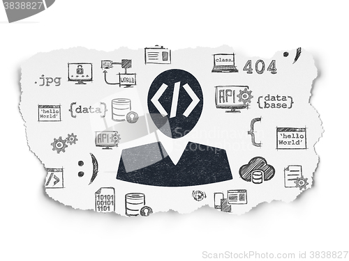 Image of Software concept: Programmer on Torn Paper background