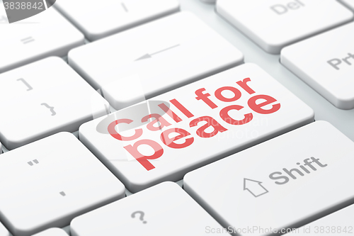 Image of Political concept: Call For Peace on computer keyboard background