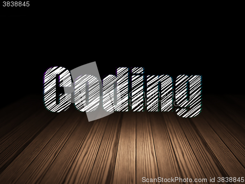 Image of Programming concept: Coding in grunge dark room
